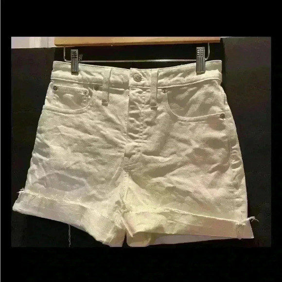 Madewell Relaxed Slouchy Fit Frayed Cut Off Rigid Denim Shorts Vintage White - Picture 3 of 6